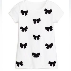 Kate Spade Girls’ White Appliqué Black Bow Tee
